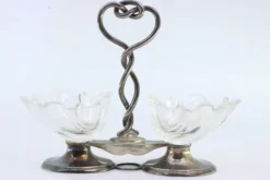 Pamono Silver Salt and Pepper Shakers with Shell-Shaped Glass Containers, Set of 2><noscript><img width=