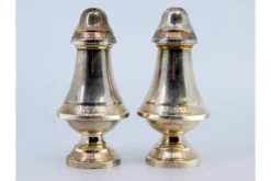 Pamono Silver Salt and Pepper Shakers with Engravings, Set of 2> Salt & Pepper Shakers