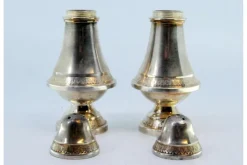 Pamono Silver Salt and Pepper Shakers with Engravings, Set of 2><noscript><img width=