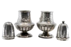 Pamono Silver Salt and Pepper Shaker with Raised Plant Elements, Set of 2