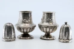 Pamono Silver Salt and Pepper Shaker with Raised Plant Elements, Set of 2
