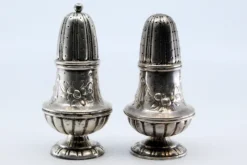Pamono Silver Salt and Pepper Shaker with Raised Plant Elements, Set of 2