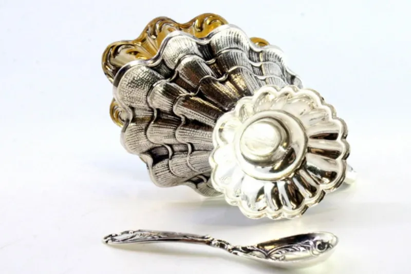Pamono Silver Salt Shaker with Reliefs and Applications
