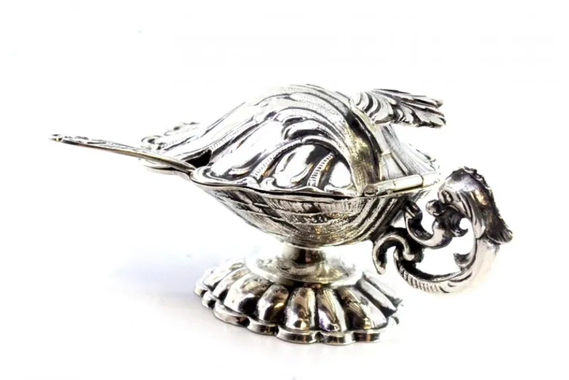 Pamono Silver Salt Shaker with Reliefs and Applications