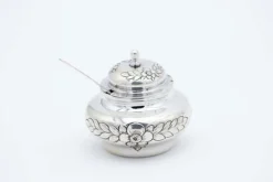Pamono Silver Salt Shakers with Floral Motifs, Set of 2><noscript><img width=