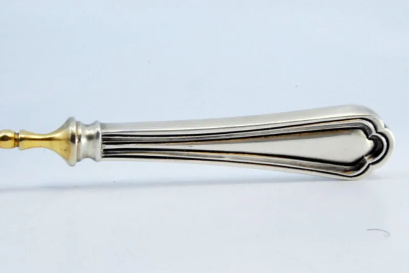 Pamono Silver Sauce Spoon with Golden Shell and Raised Stripes> Cutlery & Serving Utensils