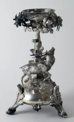 Pamono Silver Stag Candleholder Table from Heinrich Gottfried Dellevie, 1827