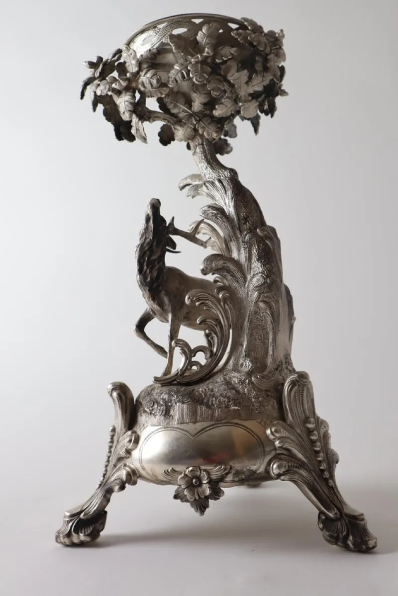 Pamono Silver Stag Candleholder Table from Heinrich Gottfried Dellevie, 1827