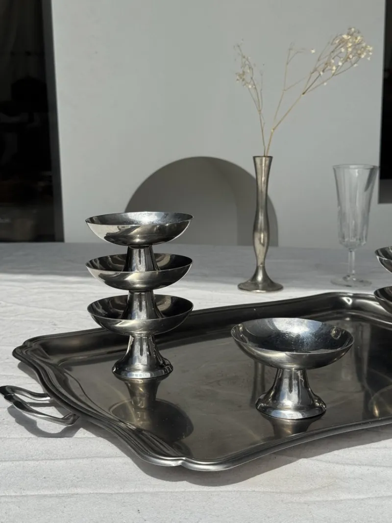 Pamono Silver Stainless Steel Serving Tray by Guy Degrenne, 1980s> Trays