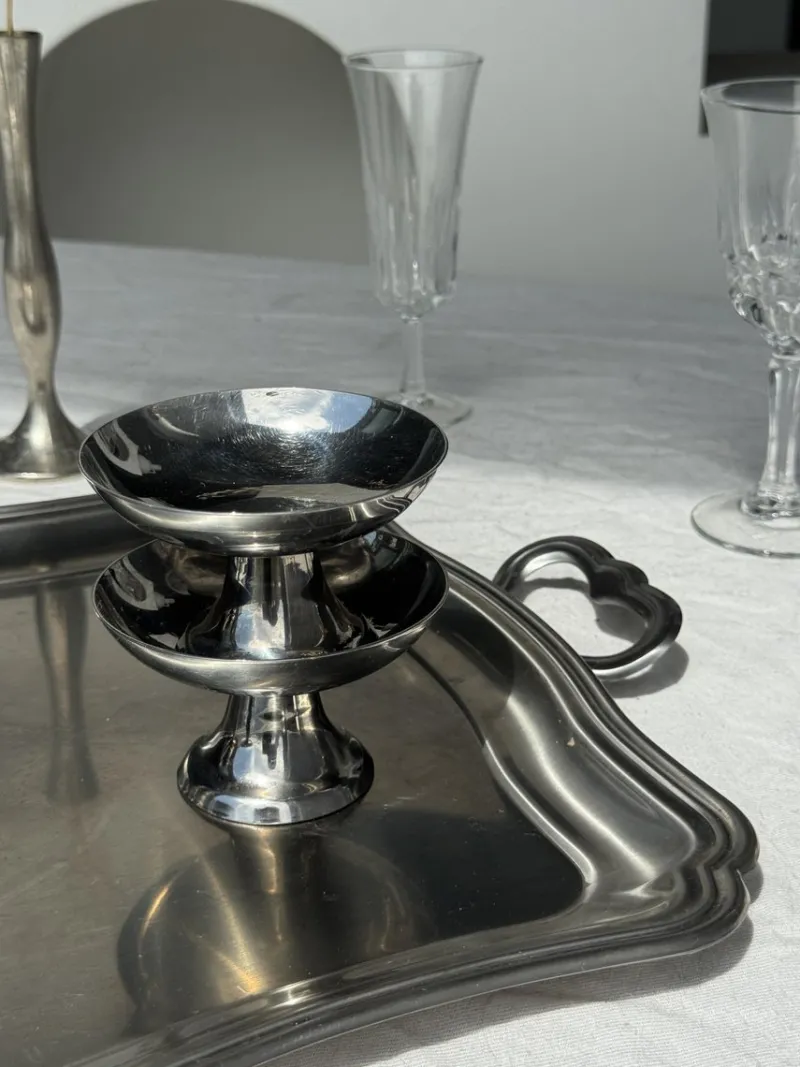 Pamono Silver Stainless Steel Serving Tray by Guy Degrenne, 1980s> Trays