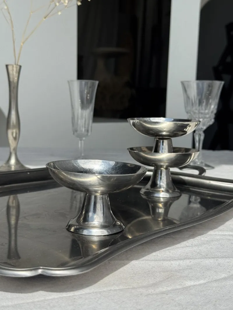 Pamono Silver Stainless Steel Serving Tray by Guy Degrenne, 1980s> Trays