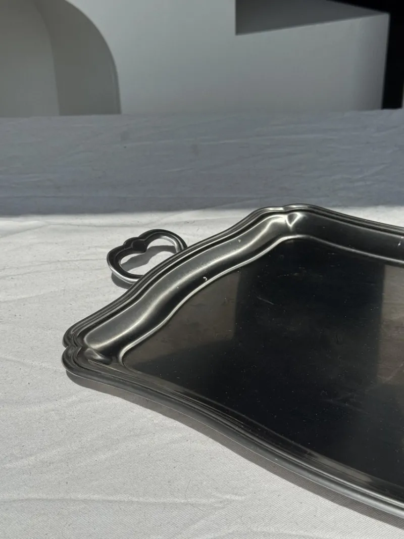 Pamono Silver Stainless Steel Serving Tray by Guy Degrenne, 1980s> Trays