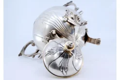Pamono Silver Sugar Bowl with Segments, Scrolls, Raised Application Handles and Feet><noscript><img width=