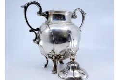 Pamono Silver Sugar Bowl with Segments, Scrolls, Raised Application Handles and Feet><noscript><img width=