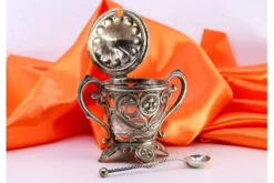 Pamono Silver Sugar Bowl with Spoon, Set of 2><noscript><img width=