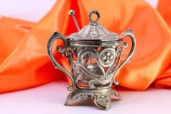 Pamono Silver Sugar Bowl with Spoon, Set of 2><noscript><img width=