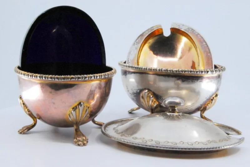 Pamono Silver Sugar Bowls with Friezes on the Edges, Set of 2> Bowls