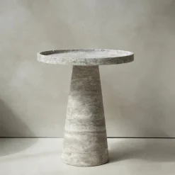 Discount Pamono Silver Travertine Cone Side Table from Kiwano Concept