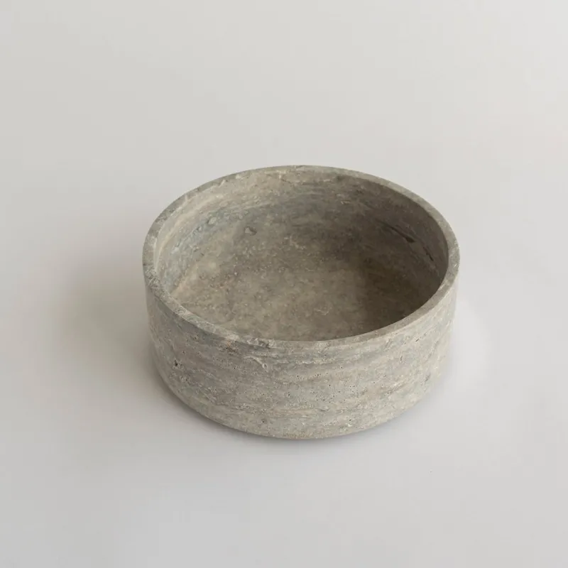 Pamono Silver Travertine Cylinder Bowl from Kiwano Concept> Tabletop|Bowls