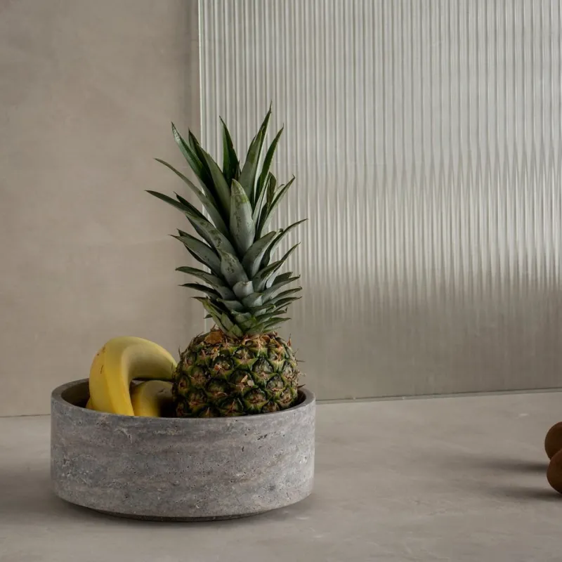 Pamono Silver Travertine Cylinder Bowl from Kiwano Concept> Tabletop|Bowls