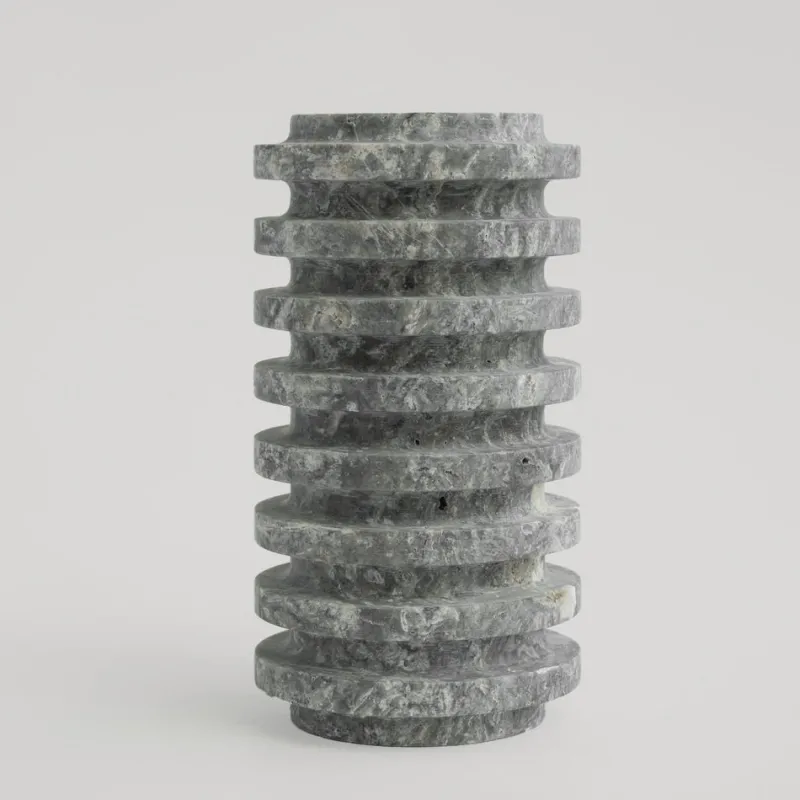 Pamono Silver Travertine Layer Vase from Kiwano Concept> Tabletop|Vases