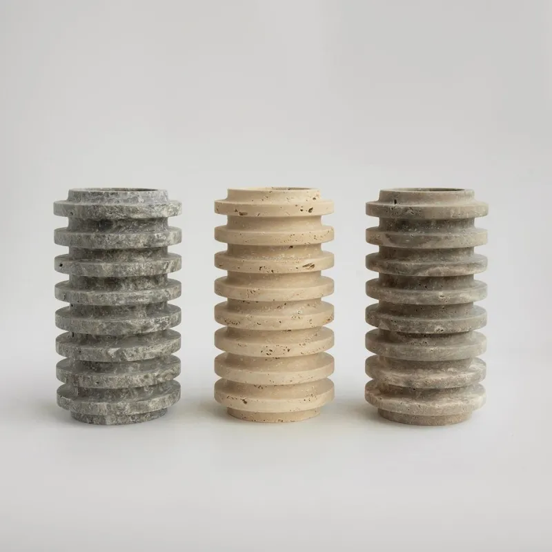 Pamono Silver Travertine Layer Vase from Kiwano Concept> Tabletop|Vases