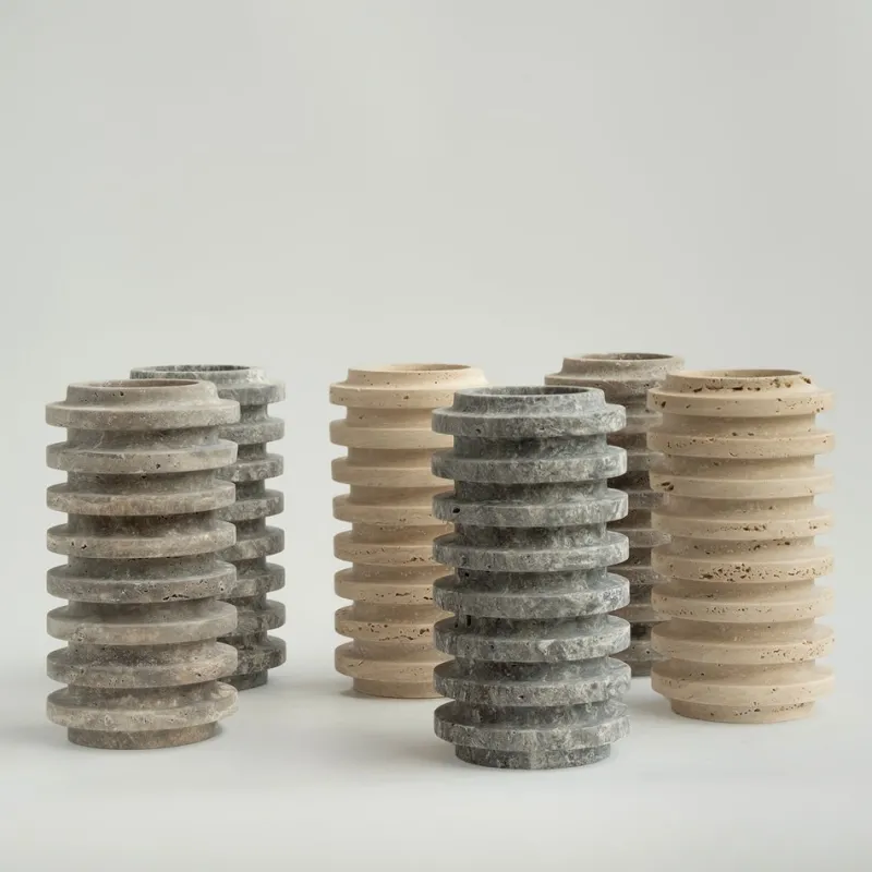 Pamono Silver Travertine Layer Vase from Kiwano Concept> Tabletop|Vases