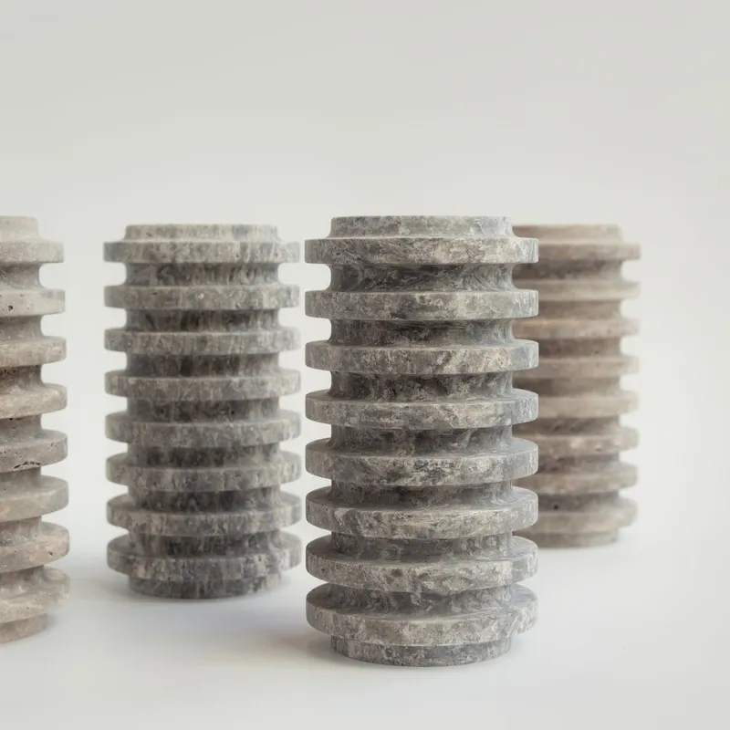 Pamono Silver Travertine Layer Vase from Kiwano Concept> Tabletop|Vases