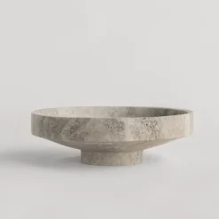 Pamono Silver Travertine Narrow Bowl from Kiwano Concept> Tabletop|Bowls