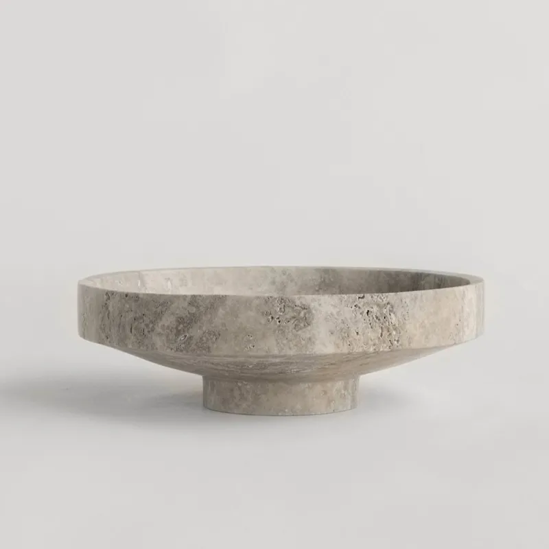 Pamono Silver Travertine Narrow Bowl from Kiwano Concept> Tabletop|Bowls