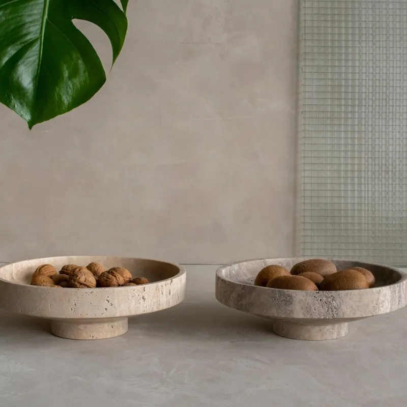 Pamono Silver Travertine Narrow Bowl from Kiwano Concept> Tabletop|Bowls
