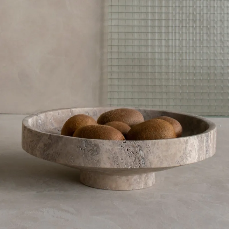 Pamono Silver Travertine Narrow Bowl from Kiwano Concept> Tabletop|Bowls