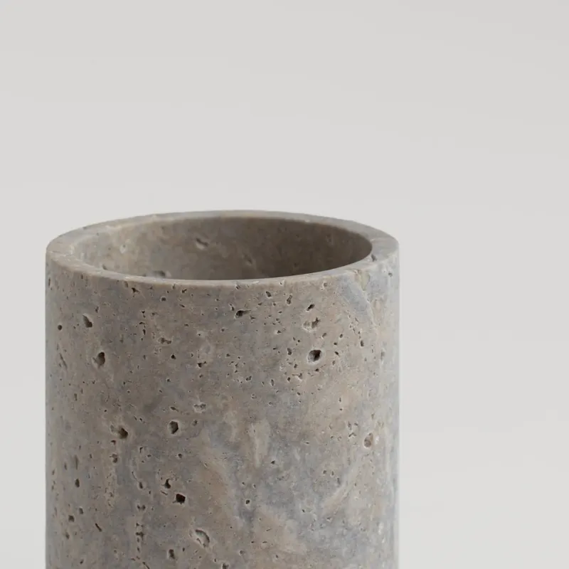 New Pamono Silver Travertine Vase or Wine Cooler from Kiwano Concept