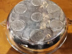 Outlet Pamono Silver Tray with Embedded Silver Coins, 19th Century