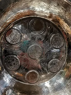 Outlet Pamono Silver Tray with Embedded Silver Coins, 19th Century