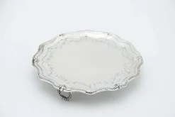 Pamono Silver Tray with Pearly Reliefs on the Rim> Trays
