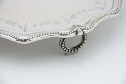 Pamono Silver Tray with Pearly Reliefs on the Rim> Trays