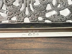 Pamono Silver Tray with Wooden Melamine by H. Hooijkaas, 1974><noscript><img width=