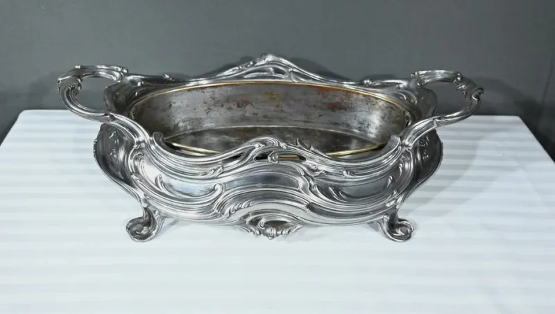 Hot Pamono Silvered Bronze Planter by Victor Saglier
