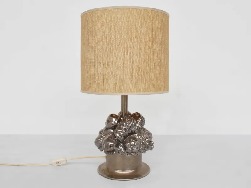 Discount Pamono Silver-Glazed Ceramic Table Lamp by Ugo Zaccagnini, Italy, 1970s
