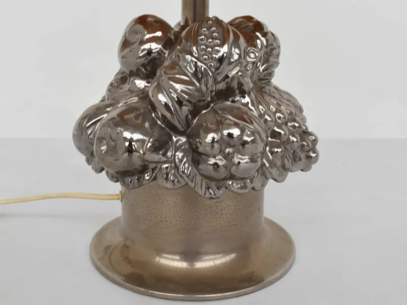 Discount Pamono Silver-Glazed Ceramic Table Lamp by Ugo Zaccagnini, Italy, 1970s