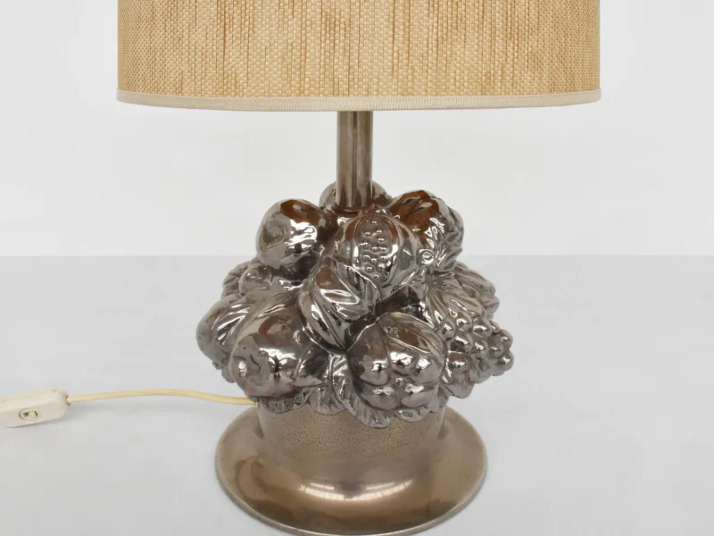 Discount Pamono Silver-Glazed Ceramic Table Lamp by Ugo Zaccagnini, Italy, 1970s