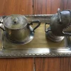 Best Pamono Silver-Plated Brass Sugar Bowls & Tray, 1960s, Set of 3