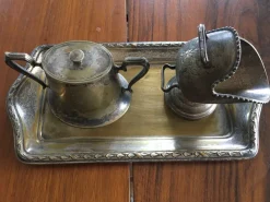 Best Pamono Silver-Plated Brass Sugar Bowls & Tray, 1960s, Set of 3