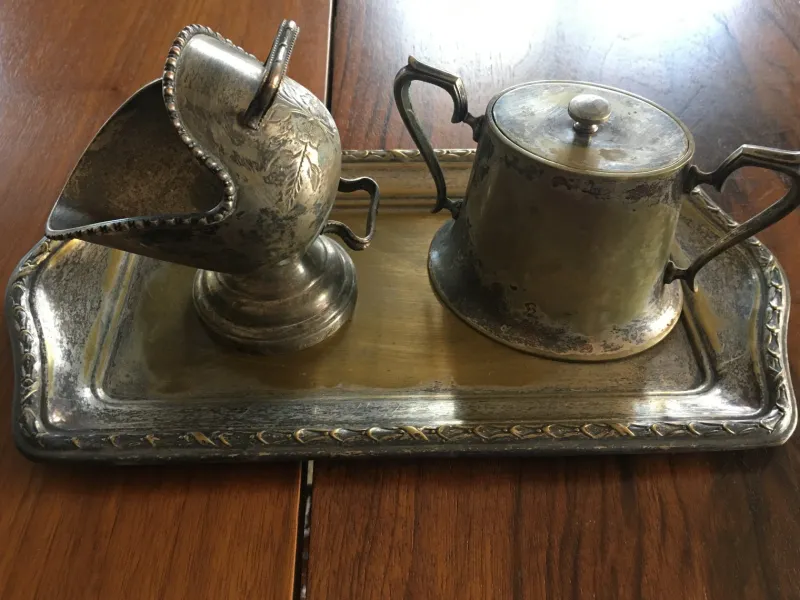 Best Pamono Silver-Plated Brass Sugar Bowls & Tray, 1960s, Set of 3