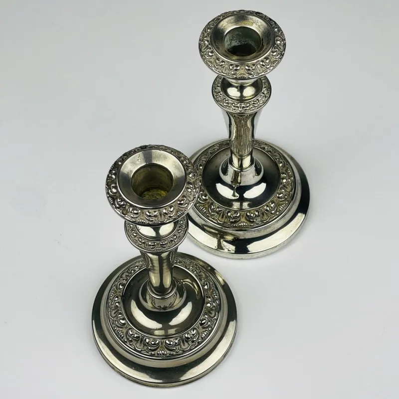 New Pamono Silver-Plated Candleholders from Ianthe, England, 1950s, Set of 2