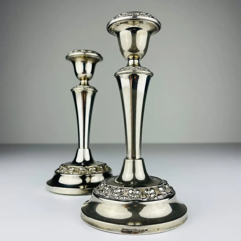 New Pamono Silver-Plated Candleholders from Ianthe, England, 1950s, Set of 2