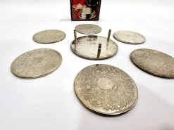 Sale Pamono Silver-Plated Coasters with Floral Decoration from Reader's Digest, 1980s, Set of 7