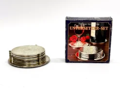Sale Pamono Silver-Plated Coasters with Floral Decoration from Reader's Digest, 1980s, Set of 7
