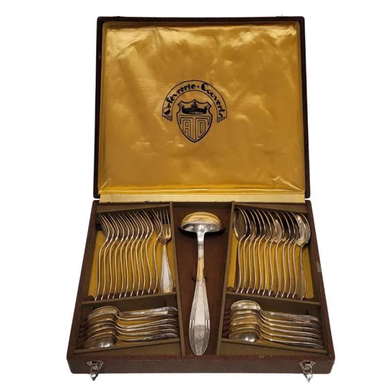 Clearance Pamono Silver-Plated Cutlery Set from Orfèvrerie-Couverts ATO, France, 19th Century, Set of 37